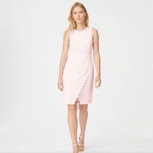 Club Monaco Arlietta Light Pink Rose Scalloped Sleeveless Faux Wrap Dress